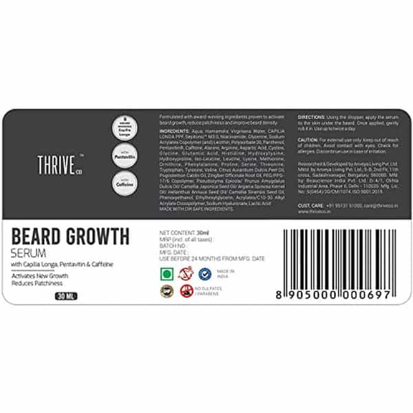 Thriveco Beard Growth Serum For Men|Daily Use Beard Serum|30 Ml X Pack Of 2