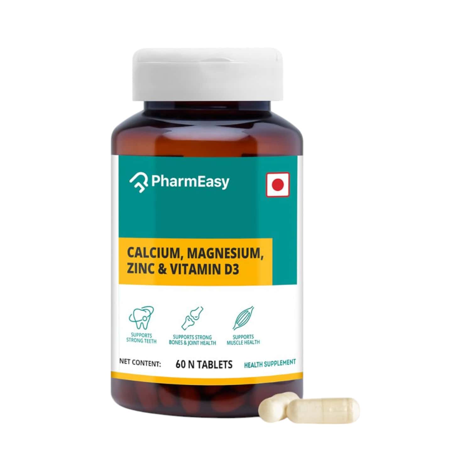 Pharmeasy Bone Voyage | Calcium Magnesium Vitamin D3 & Zinc | Bones & Dental Health | 60 Tablets