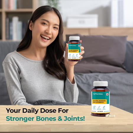 Pharmeasy Bone Voyage | Calcium Magnesium Vitamin D3 & Zinc | Bones & Dental Health | 60 Tablets