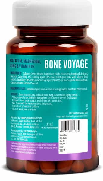 Pharmeasy Bone Voyage | Calcium Magnesium Vitamin D3 & Zinc | Bones & Dental Health | 60 Tablets