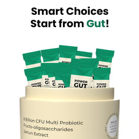 Muditam Ayurveda Power Gut - Prebiotics & Probiotics Supplement | Bloating, Gas | 15 Sachet