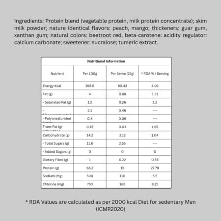 Progen Peach & Mango Flavoured Cold Drink | 15 G Of Protein Per Meal | Pack Of 7 105 Gm