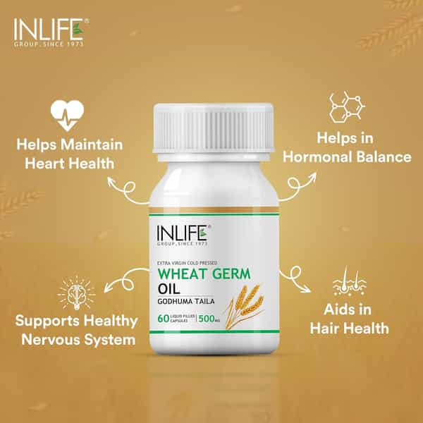 Inlife Wheat Germ Oil Supplement 500 Mg - 60 Liquid Filled Capsules (2 Pack) (2 X 60)