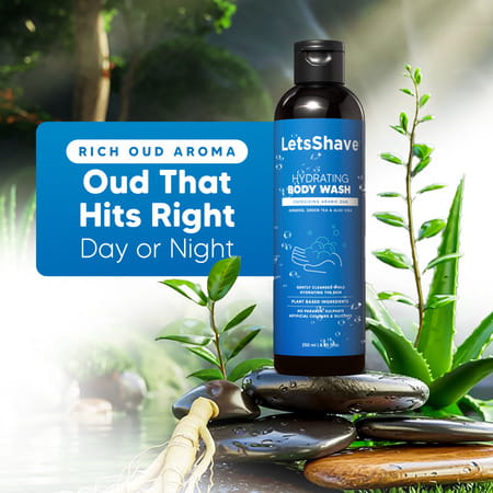Letsshave Hydrating Body Wash For Men With Arabic Oud - Ginseng, Aloe Vera & Green Tea | 250ml