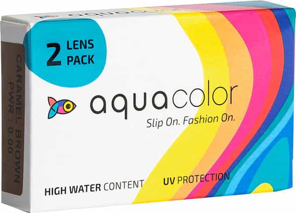 Aquacolor Caramel Brown Monthly Disposable Color Contact Lens (2 Lens/Box) (0)