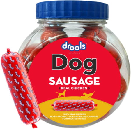 Drools All Life Stages Dog Treats Sausage Real Chicken 10pcs Jar | 550g Pack