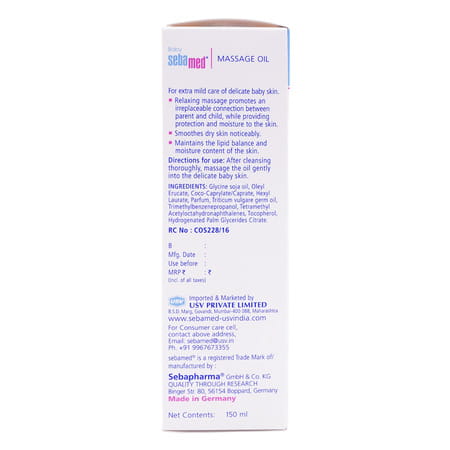 Sebamed Baby Massage Oil| With Soya Oil|Non- Greasy|Ideal For Newborn |150 Ml