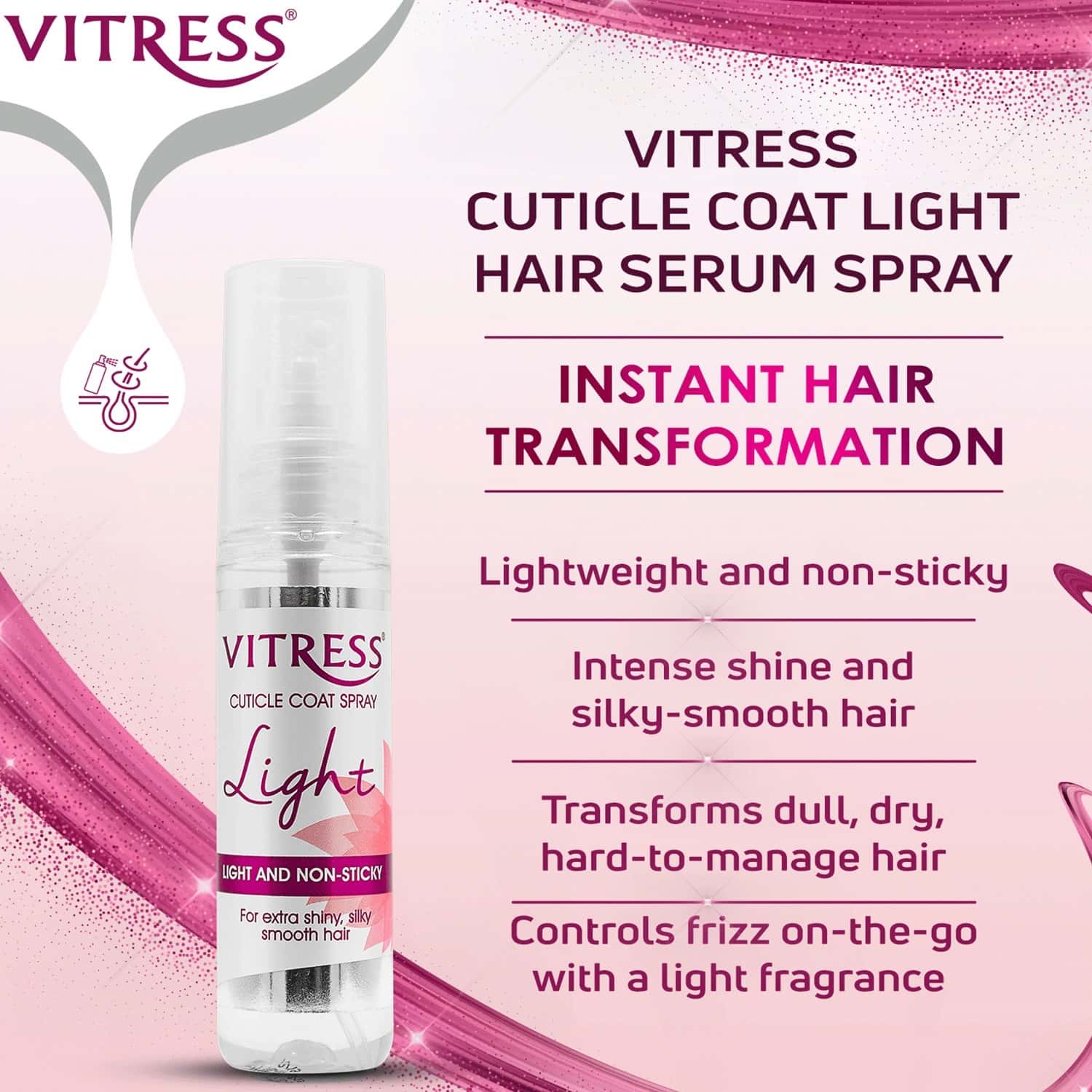Buy VITRESS CUTICLE COAT LIGHT HAIR SERUM SPRAY 50 ML Online & Get