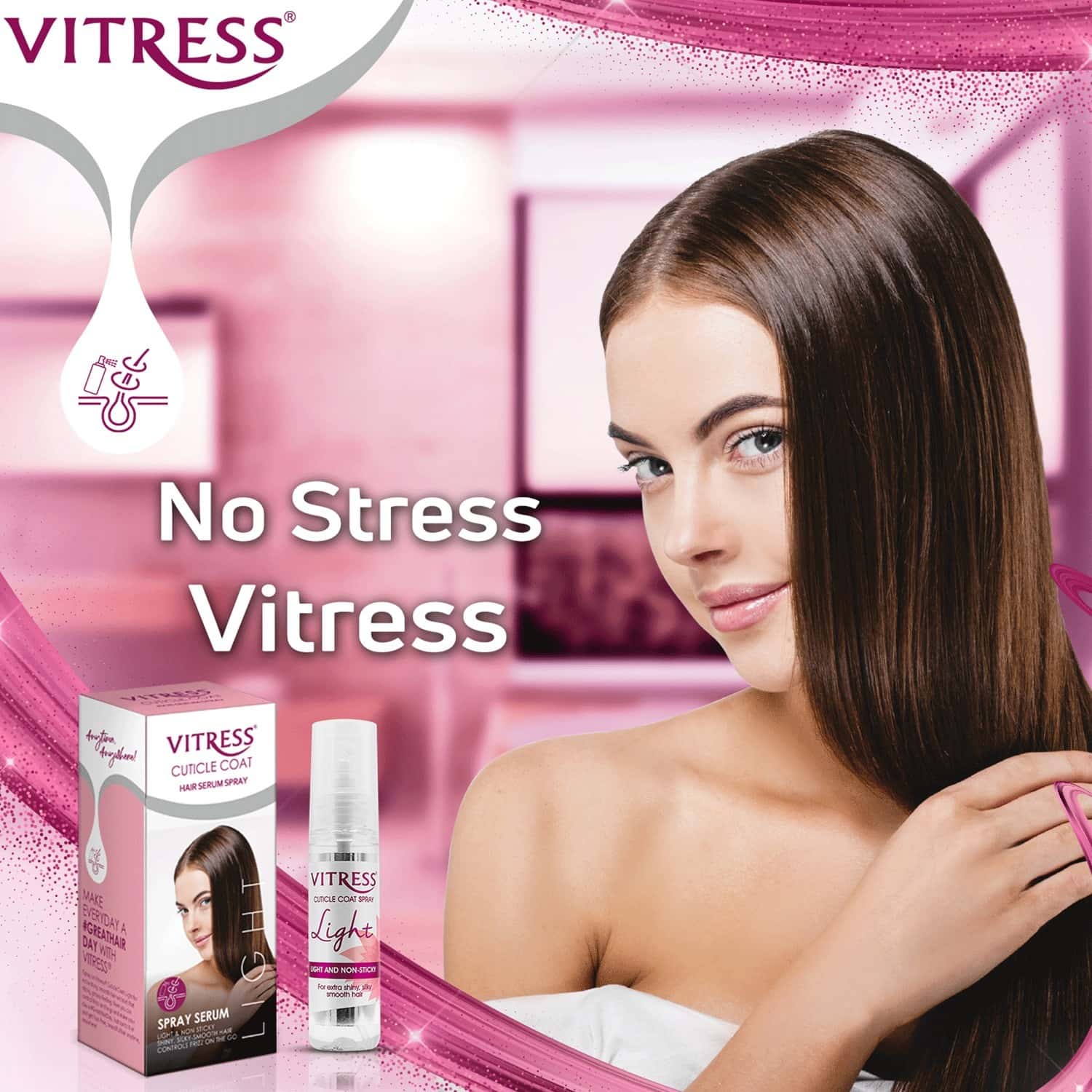 Buy VITRESS CUTICLE COAT LIGHT HAIR SERUM SPRAY 50 ML Online & Get