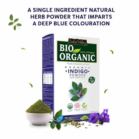 Indus Valley Organic Indigo Powder For Hair Color - 100G