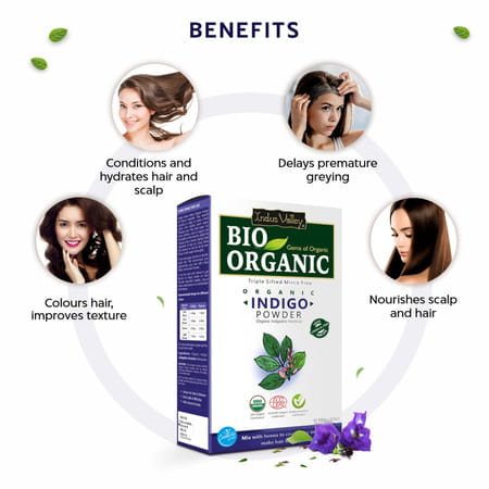 Indus Valley Organic Indigo Powder For Hair Color - 100G
