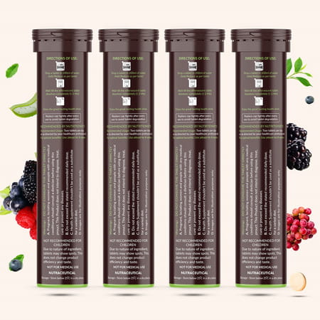 Vegan Greens Skin Radiance Japanese Glutathione 500mg +11 Key Ingredient. 100 Efferve., Lemon Ginger