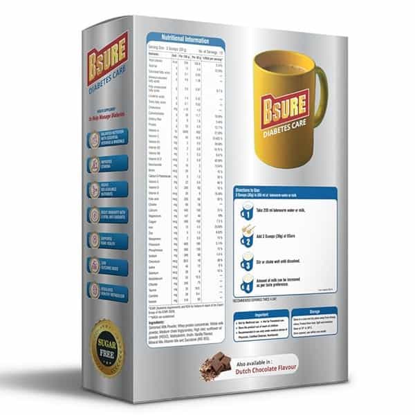 Bsure Diabetes Care- Balanced Vital Nutrients Blood Sugar, Weight&Strength Chocolate Flavour- 400Gm.