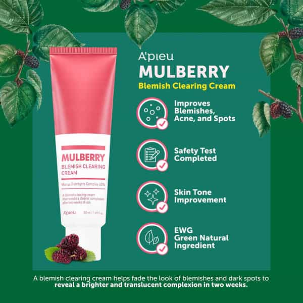 A'pieu Mulberry Blemish Clearing Cream - Cream Is Enriched - Mulberry Extract - 50Ml