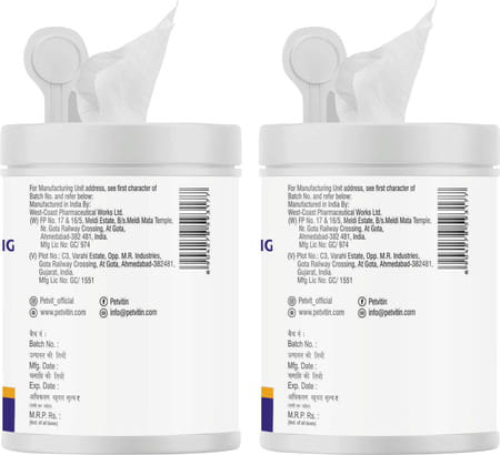 Petvit Eye Tear Stain Remover Wipes For Dogs And Cats - 50 Wipes Pack Of 2