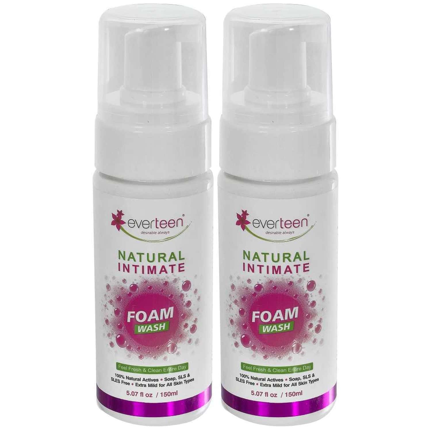 Everteen Natural Intimate Foam Wash For Feminine Hygiene In Women 2 Packs (150ml Each)