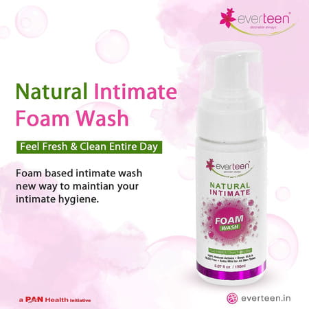Everteen Natural Intimate Foam Wash For Feminine Hygiene In Women 2 Packs (150ml Each)