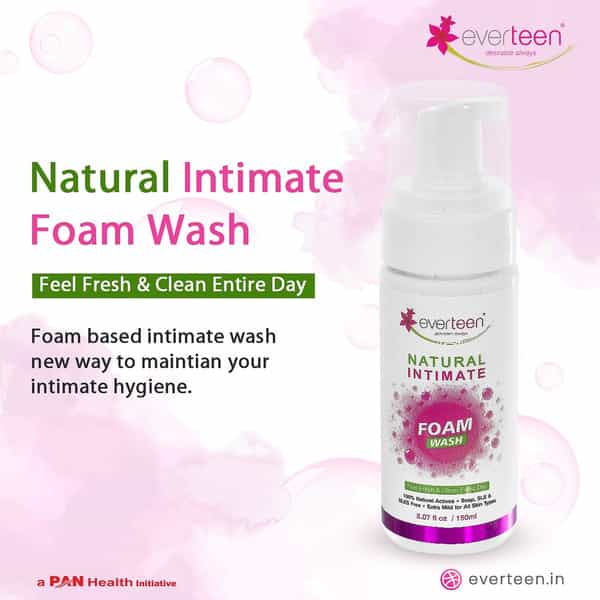 Everteen Natural Intimate Foam Wash For Feminine Hygiene In Women 2 Packs (150Ml Each)