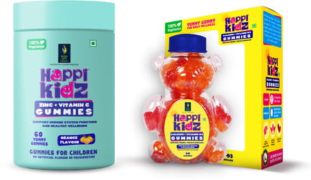 Happi Kidz Calcium+Vitamin D3 Gummies&Happi Kidz Zinc+Vitamin C Gummies Combo