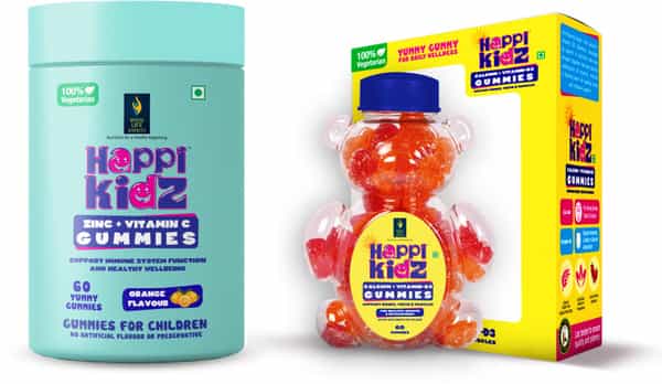 Happi Kidz Calcium+Vitamin D3 Gummies&Happi Kidz Zinc+Vitamin C Gummies Combo