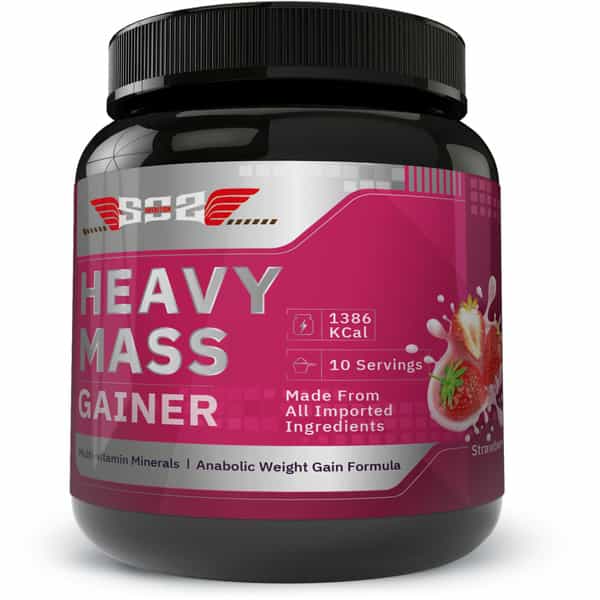Sos Nutrition High Protein Heavy Mass Gainer Herbs Multivitamins Strawberry
