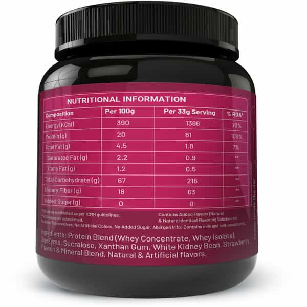Sos Nutrition High Protein Heavy Mass Gainer Herbs Multivitamins Strawberry
