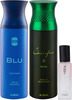 Ajmal Blu & Sacrifice Ii Him Deo Each 200Ml & Neea Edp 20Ml Pack Of 3 Unisex + 2 Parfum Testers