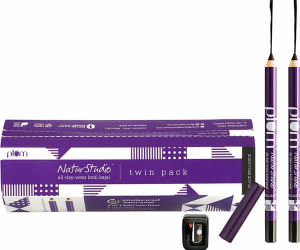 Plum Naturstudio Kajal Duo Gift Set Of 2 Black Kajal Pencils | Smudge-Proof And Bold