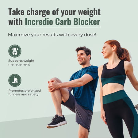 Incredio By Healthkart Carb Blocker (30 Capsule) | For Reduced Calories & Weight Management