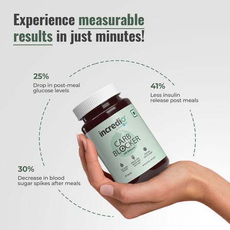 Incredio By Healthkart Carb Blocker (30 Capsule) | For Reduced Calories & Weight Management