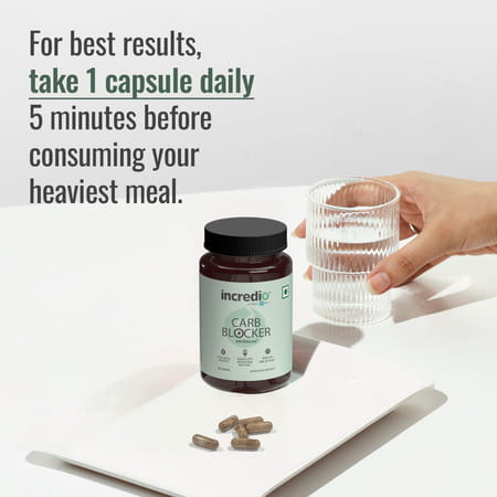 Incredio By Healthkart Carb Blocker (30 Capsule) | For Reduced Calories & Weight Management
