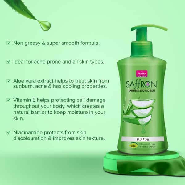 Vi-John Saffron Aloevera Fairnes Body Lotion For Men & Women 250Ml