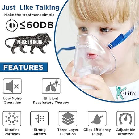 K-Life 103 Steam Respiratory Machine Kit For Baby Adults Kids Asthma Patients Nebulizer (White)