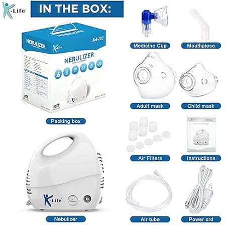 K-Life 103 Steam Respiratory Machine Kit For Baby Adults Kids Asthma Patients Nebulizer (White)