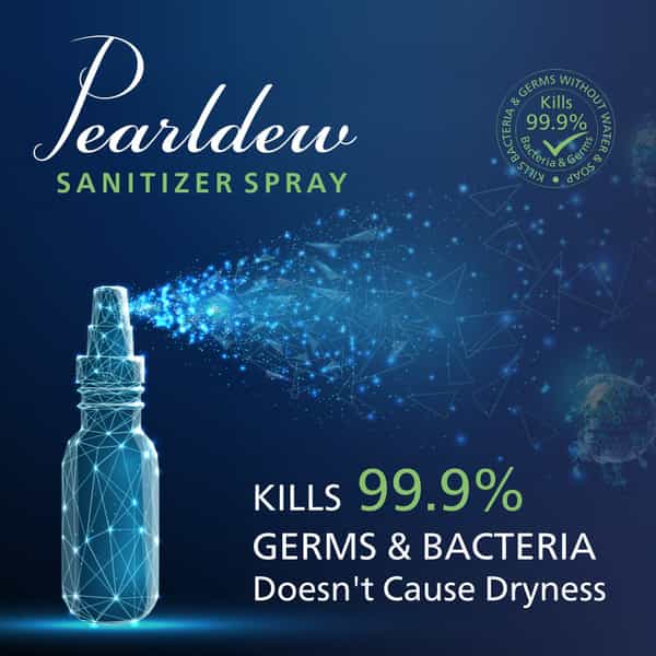 Pearldew Sanitizer Spray (Green Apple) 120 Ml | Aloe & Neem | Paraben Free (Pack Of 12)