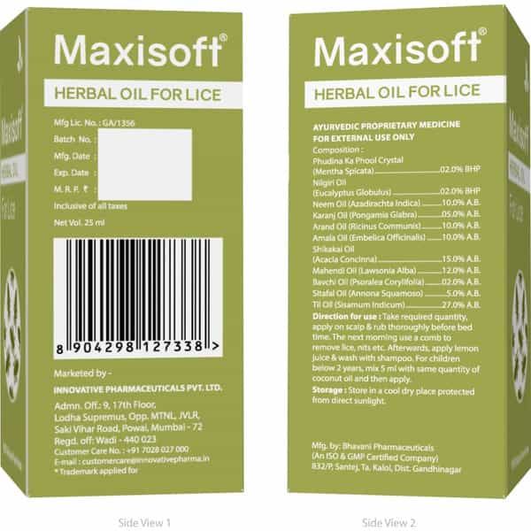 Maxisoft Herbal Oil For Lice | 25 Ml | Pack Of 4