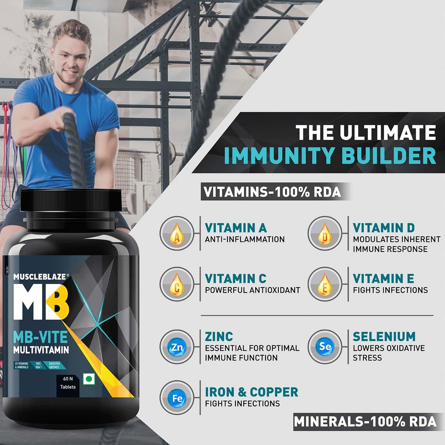 Buy MUSCLEBLAZE MBVITE MULTIVITAMIN SUPPLEMENT 60 TABLETS Online & Get Upto 60 OFF at PharmEasy
