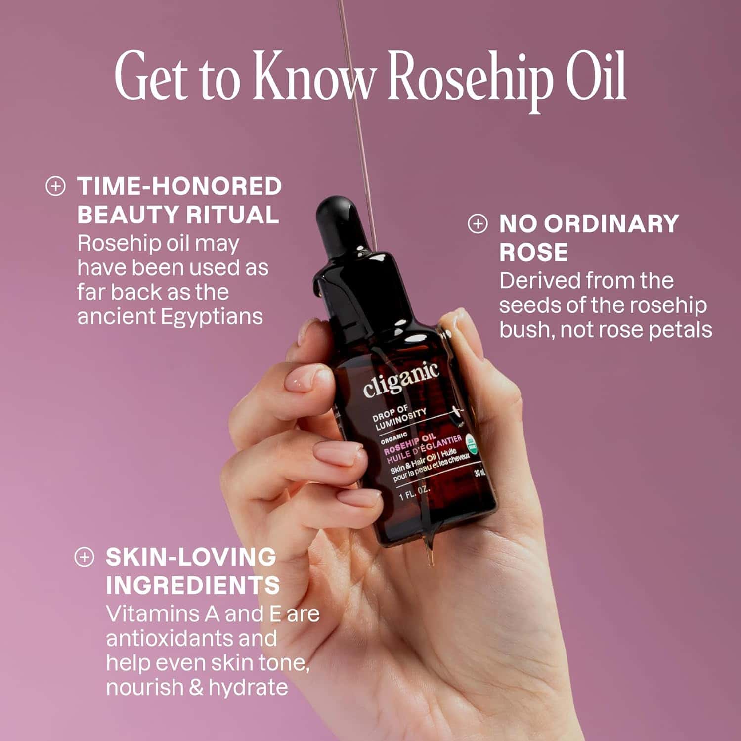 Cliganic Rosehip Oil Adults Organic Cold Pressed 30 Ml