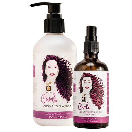 Anveya Curls Shampoo & Hair Mist Combo: For Bouncy Tangle-Free Curly Hair