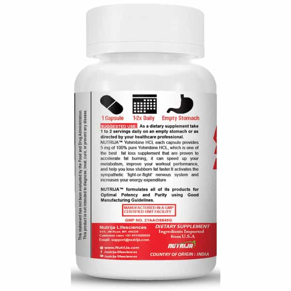 Nutrija-Yohimbine Hcl 5 Mg Capsules - 30 Capsules