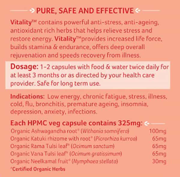 Organic India Vitality Capsule 60