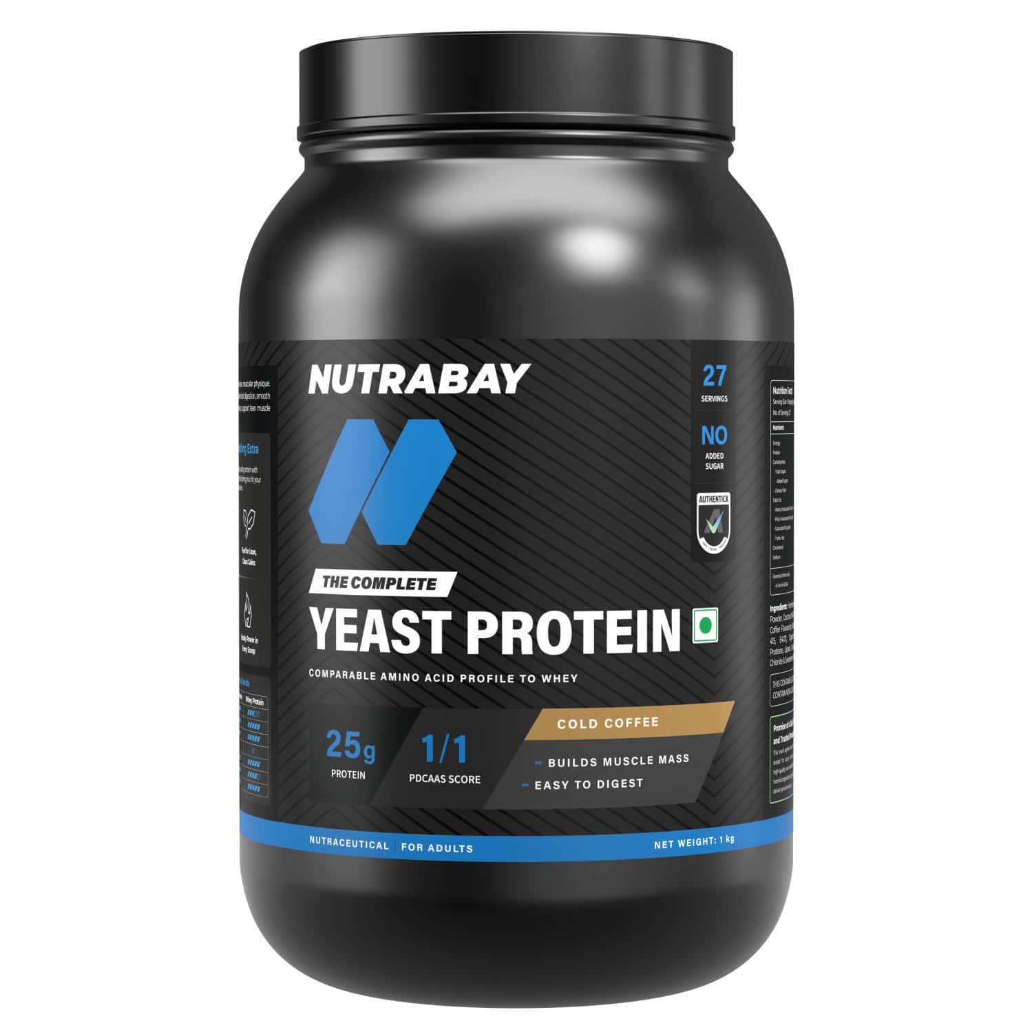 Nutrabay Yeast Protein Powder Cold Coffee 5g Protein & 6.7g Bcaa Per Scoop Jar 1 Kg