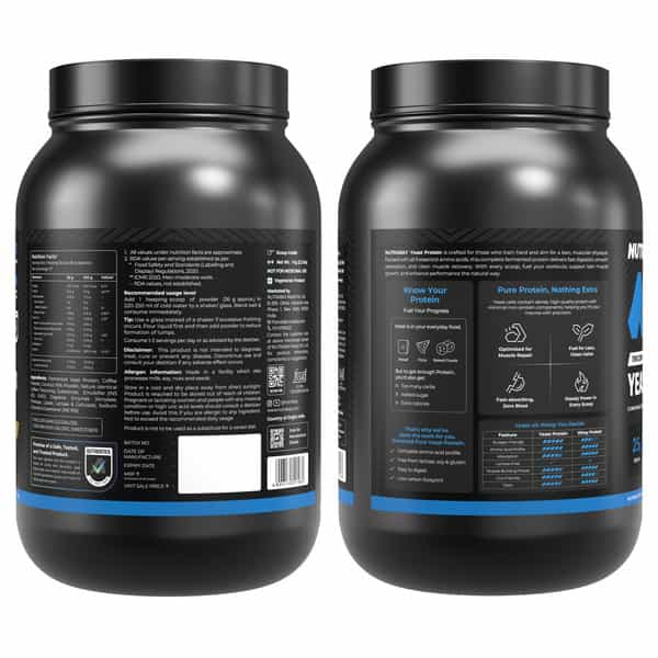 Nutrabay Yeast Protein Powder Cold Coffee 5G Protein & 6.7G Bcaa Per Scoop Jar 1 Kg