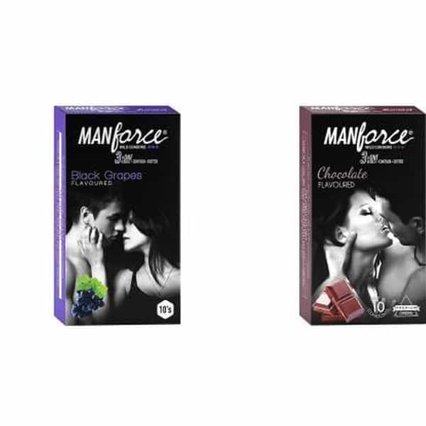 Manforce 3 In 1 Wild Black Grapes Flavoured Condoms & Chocolate Flavor Condom (Set Of 2 20 Pcs)