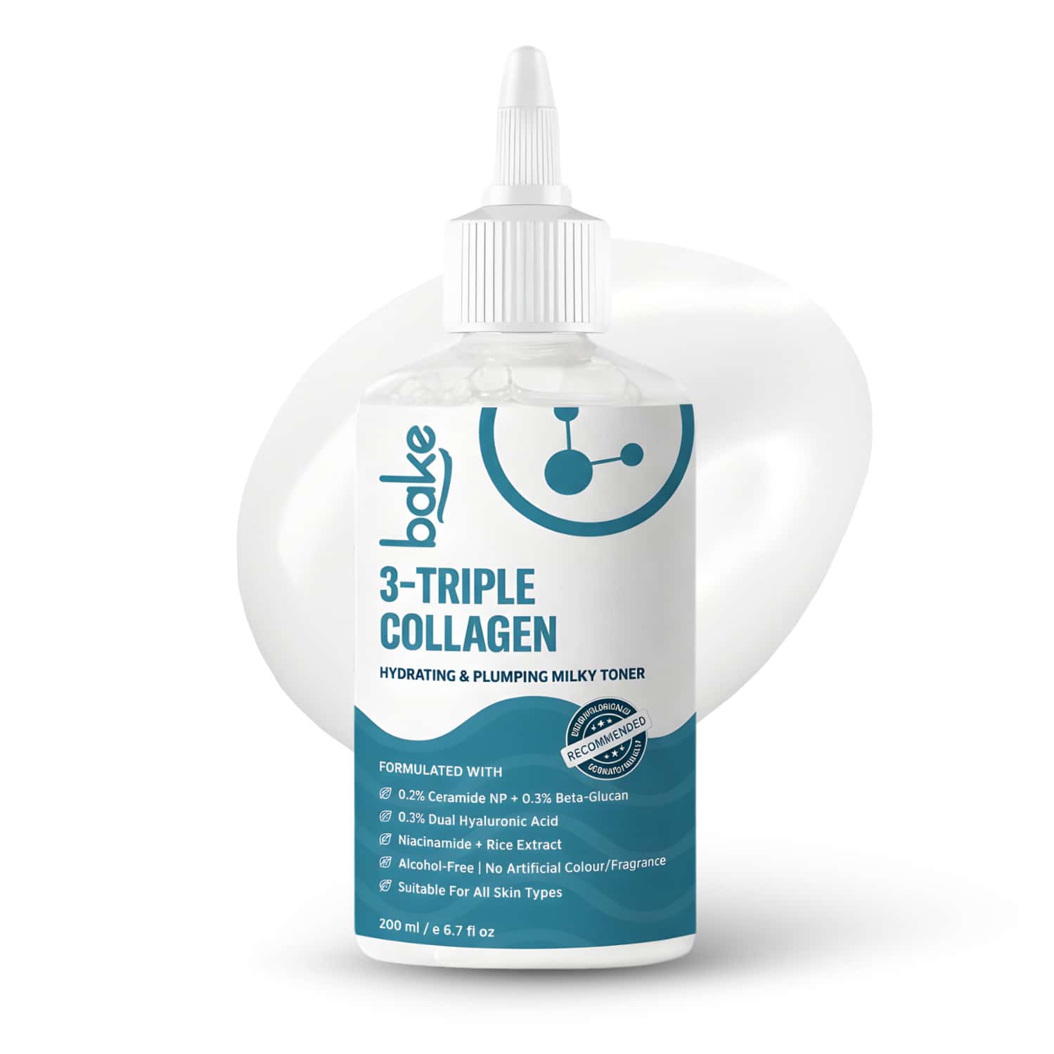 Bake 3-Triple Collagen Hydrating & Plumping Milky Toner For Soft | Deep Hydration- 200ml