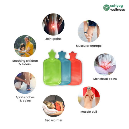 Sahyog Wellness Rubber Hot Water Bottle- Non-Electrical For Pain Relief (2 Litre) (Color May Vary)