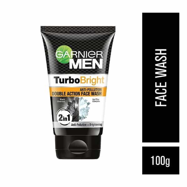 Garnier Men | Face Wash | Brightening & Anti-Pollution | Turbobright Double Action | 100 G