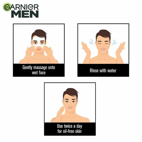 Garnier Men | Face Wash | Brightening & Anti-Pollution | Turbobright Double Action | 100 G