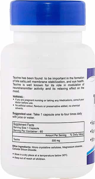 Healthvit Taurine 500Mg Powder - 60 Capsules