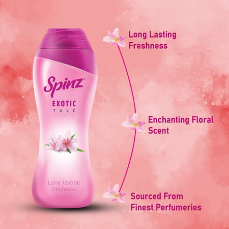 Spinz Exotic Body Talc | Soothing Fragrance Of Exotic Flowers | Talcum Powder For Women | 400 Gm